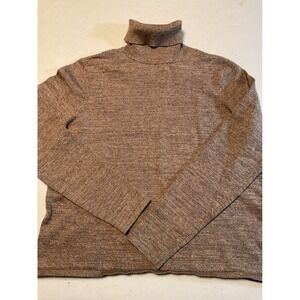PARISIAN SIGNATURE Petite Knit Mock Neck Sweater Top PM Brown Silk Blend
